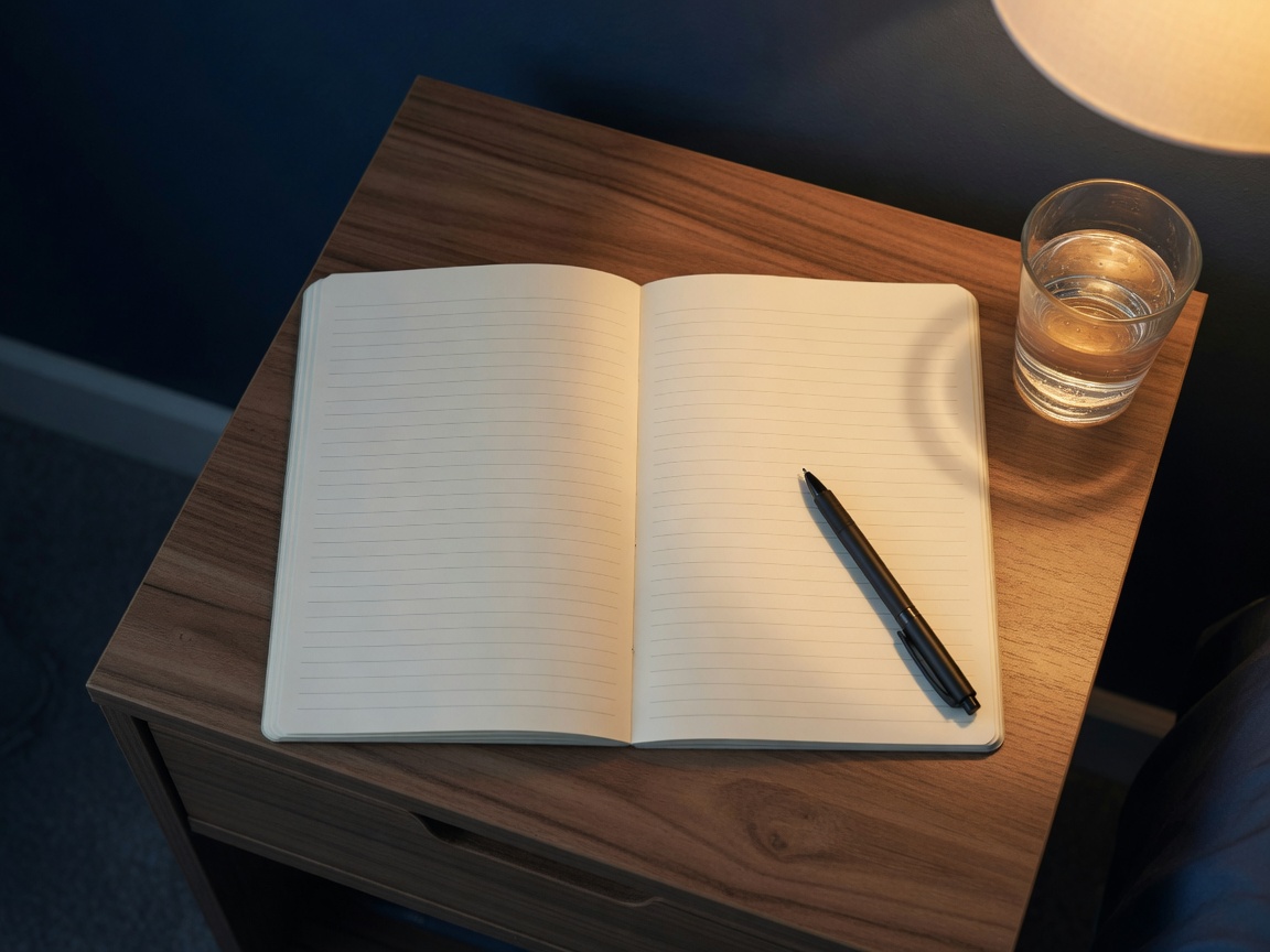 Blank paper diary and a pen.